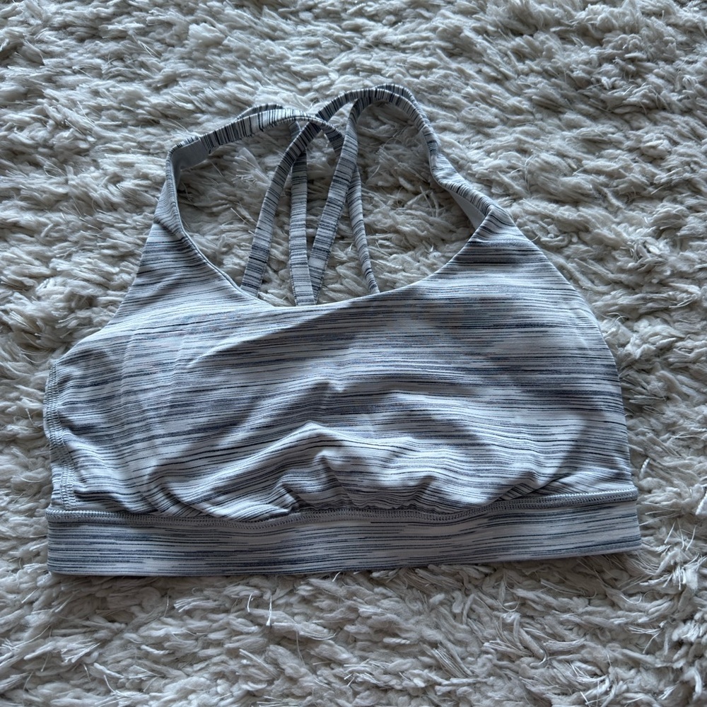 Lululemon Athletica Striped Black and Gray Sports Bra